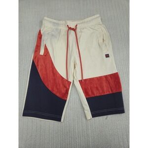 Makobi‎ Shorts Mens Small Ivory Blue Burnt Orange Microfiber Hip Hop Streetwear